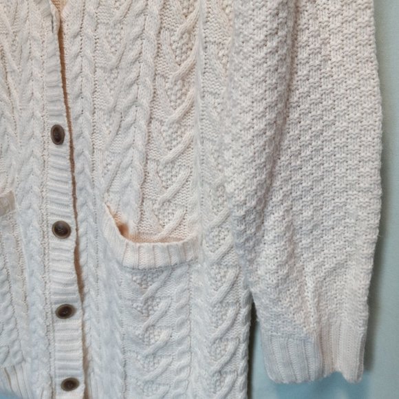 Soft & Cozy Chunky Knit V-Neck Button-Down Cardigan Sweater M-L (T-343) - Picture 9 of 11